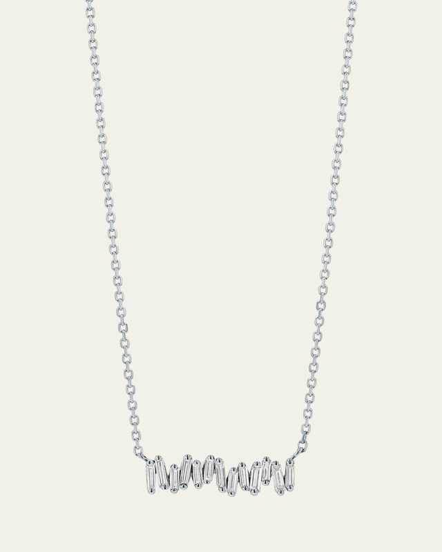 18k White Gold Fireworks Baguette Diamond Necklace